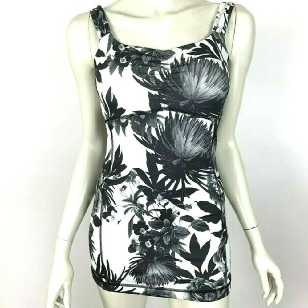 Lululemon Aria‎ Tank ll Brisk Bloom Black White